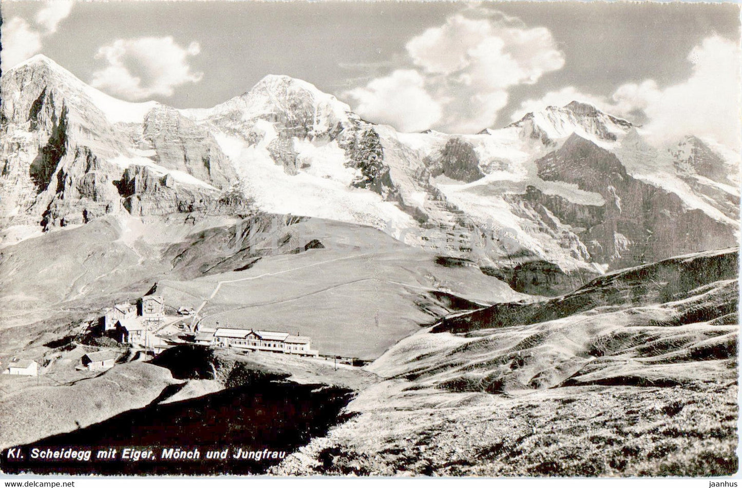 Kl Scheidegg mit Eiger Monch und Jungfrau - 2886 - old postcard - Switzerland - unused - JH Postcards