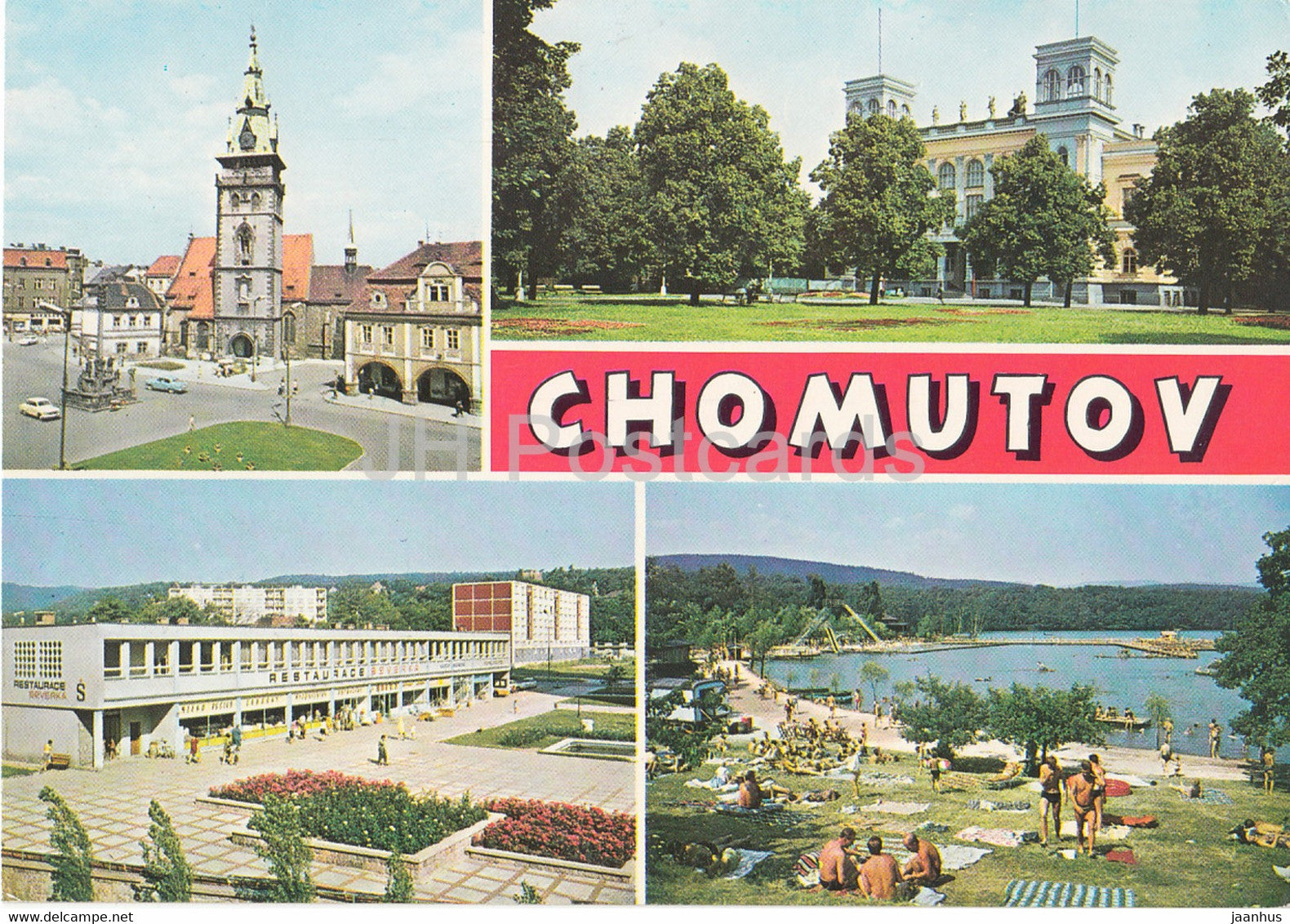 Chomutov - Namesti 1 Maje - square - Mestske divadlo - theatre - shop - 1977 - Czechoslovakia - Czech Republic - used - JH Postcards