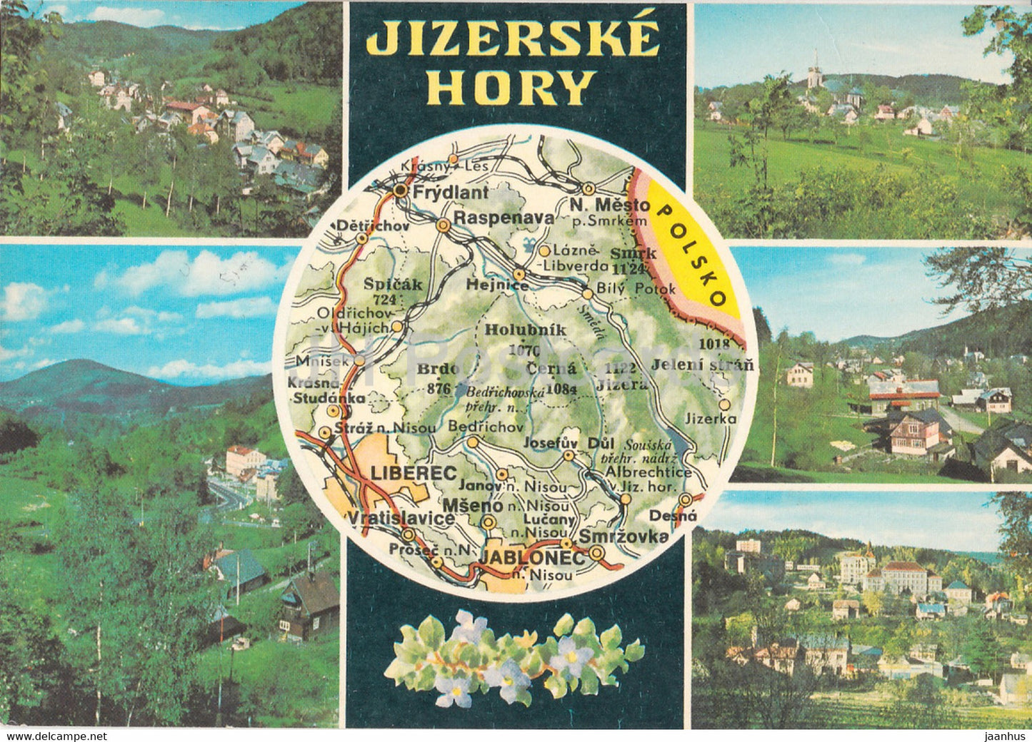 Jizerske Hory - Desna - Korenov - Polubny - Tanvald - Josefuv  multiview - Czechoslovakia - Czech Republic - used - JH Postcards