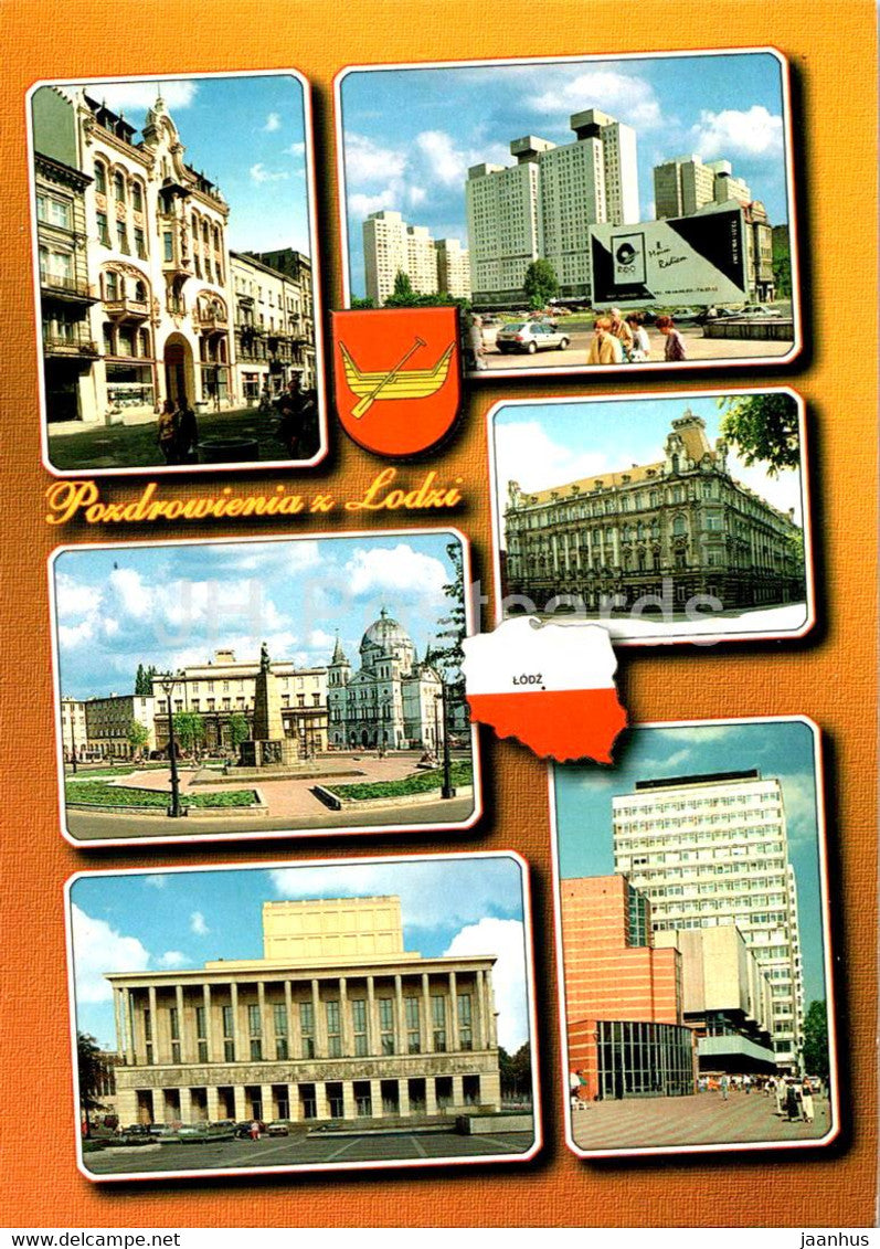 Lodz - Pozdrowienia z Lodzi - multiview - Poland - unused - JH Postcards