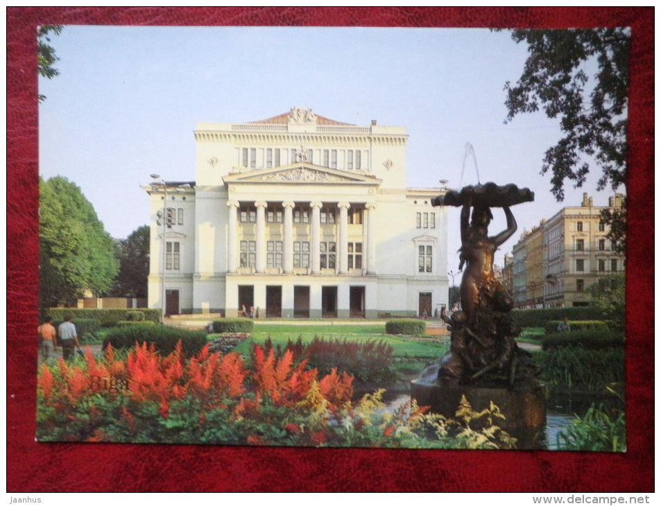 The Riga Opera House - fountain - Riga - 1985 - Latvia USSR - unused - JH Postcards