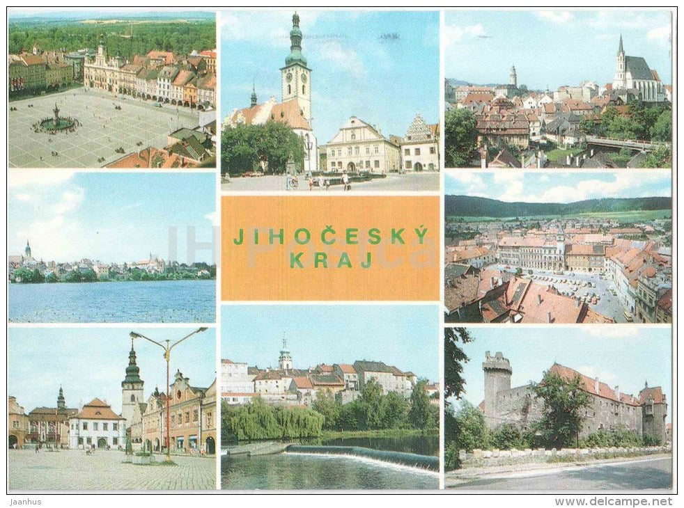 South Bohemian Region - Ceske Budejovice - Cesky Krumlov - Prachatice - Pisek - Czechoslovakia - Czech - used 1989 - JH Postcards