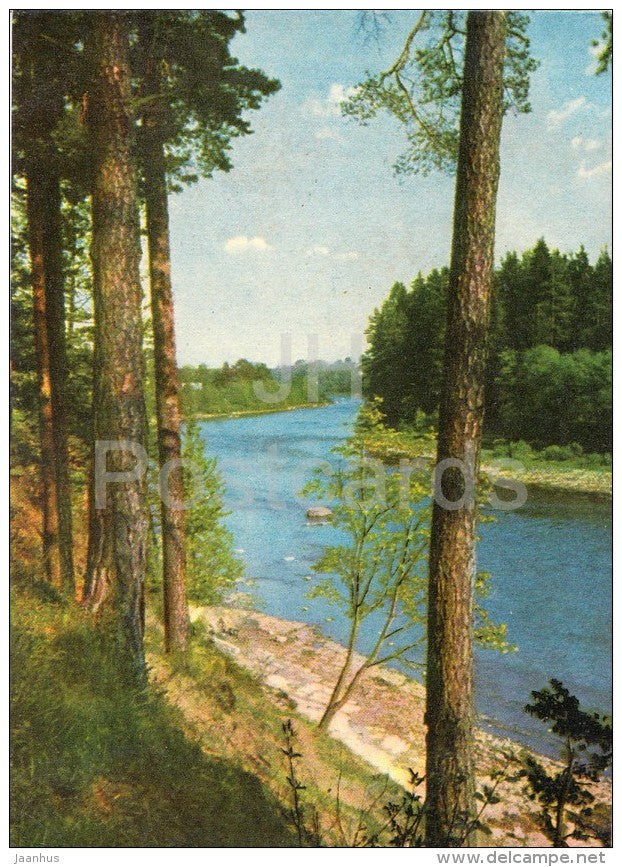 view of the river Ogre - Latvia USSR - unused - JH Postcards