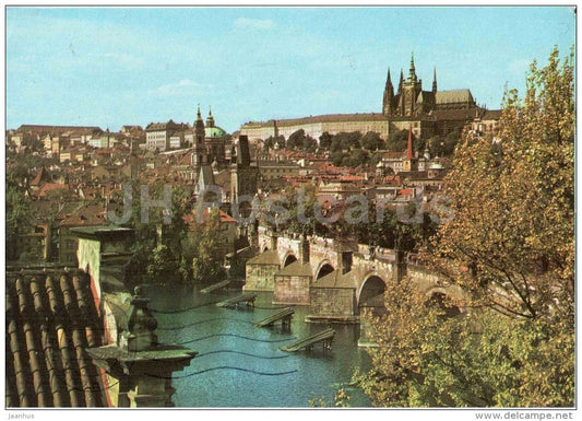 Praha - Prague - The Castle of Prague Hradcany Charles Bridge - Czechoslovakia - Czech - used 1979 - JH Postcards