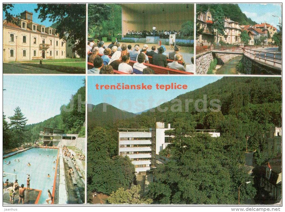 Trencianske Teplice - swimming pool - architecture - Czechoslovakia - Slovakia - used 1980 - JH Postcards