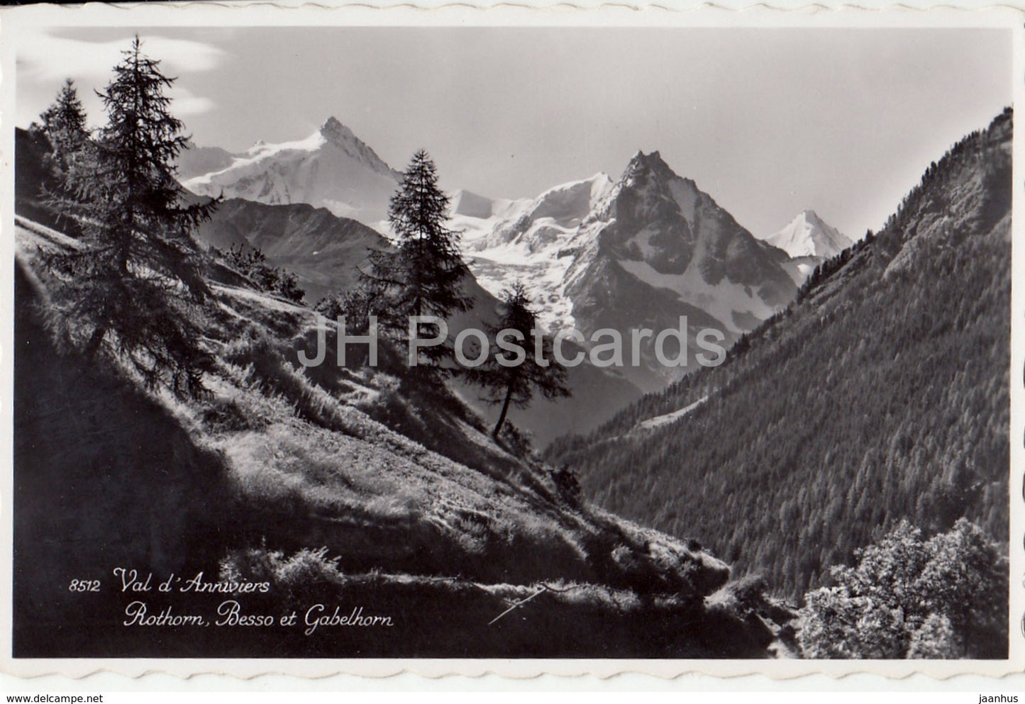 Val d'Anniviers - Rothorn Besso et Gabelhorn - 8512 - Switzerland - 1952 - used - JH Postcards