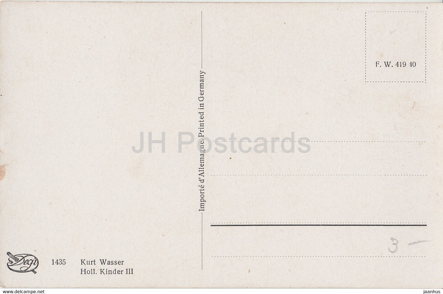 Holl Kinder III - Kurt Wasser - niederländische Kinder - Volkskostüme - Illustration - alte Postkarte - Deutschland - unbenutzt