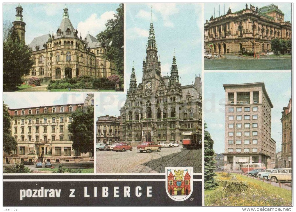 Liberec - city views - buildings - architecture - Czechoslovakia - Czech - unused - JH Postcards