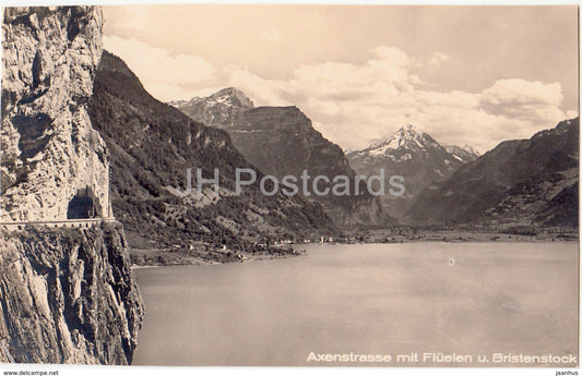 Axenstrasse mit Fluelen u. Bristenstock - 3767 - Switzerland - 1926 - used - JH Postcards