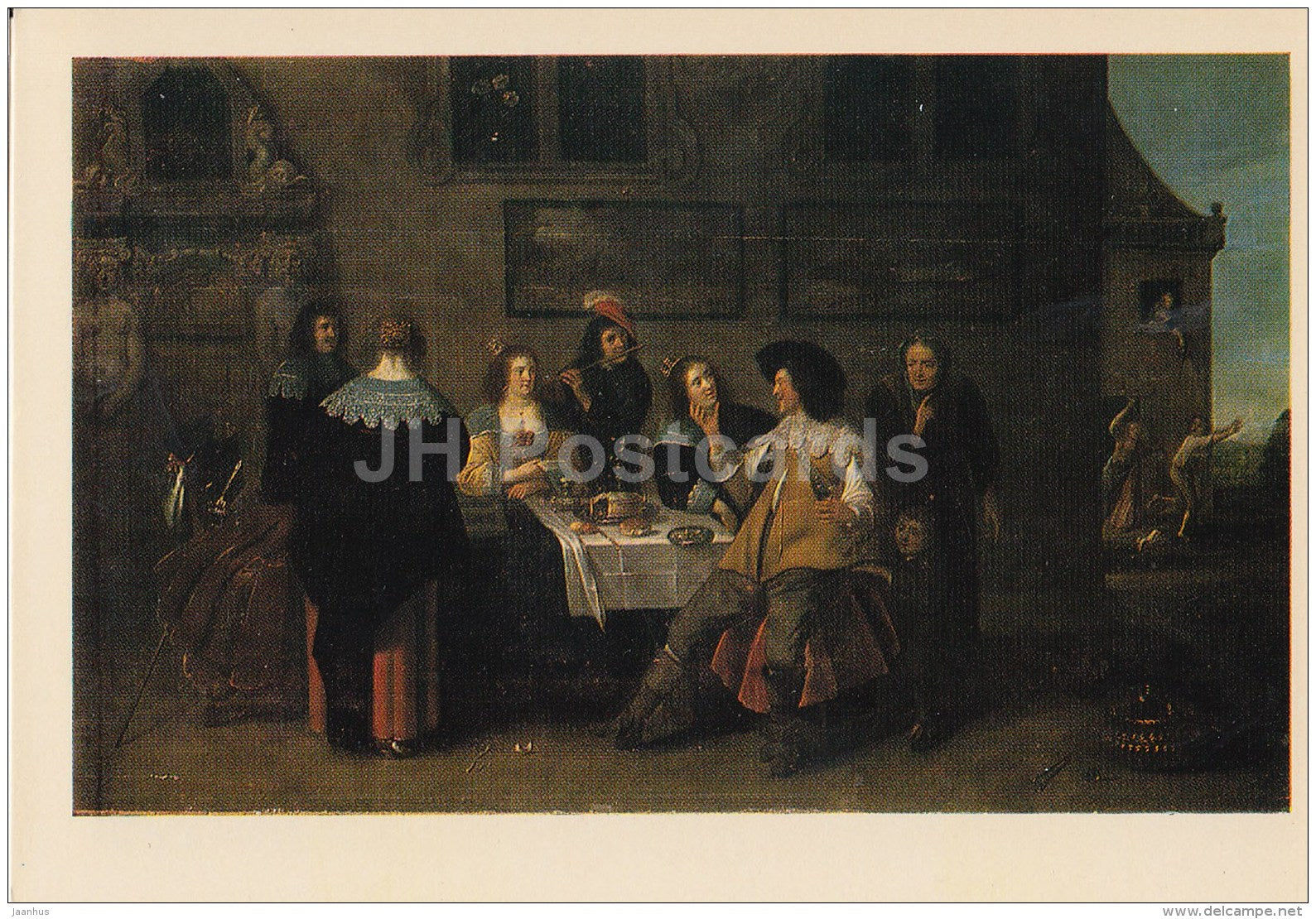 painting by Christoffel van der Lamen - Prodigal son - Flemish art - Latvia USSR - unused - JH Postcards