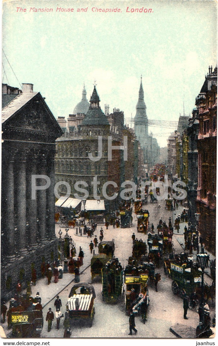 London - The Mansion House and Cheapside - old postcard - England - United Kingdom - unused - JH Postcards