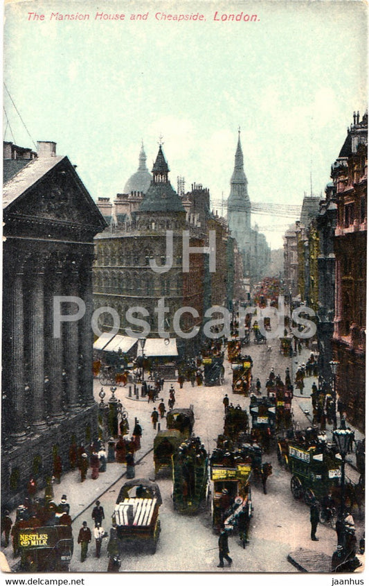 London - The Mansion House and Cheapside - old postcard - England - United Kingdom - unused - JH Postcards