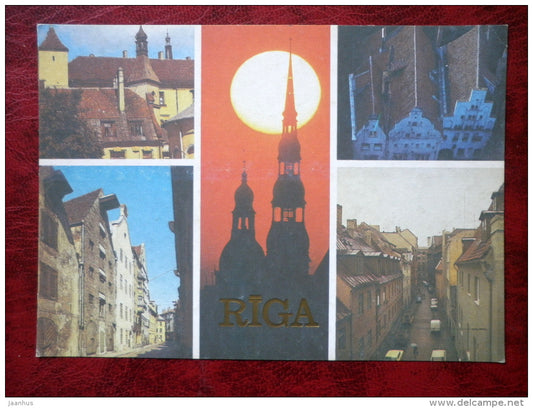 medieval houses of Old Town - monument - Riga  - 1987 - Latvia - USSR - unused - JH Postcards