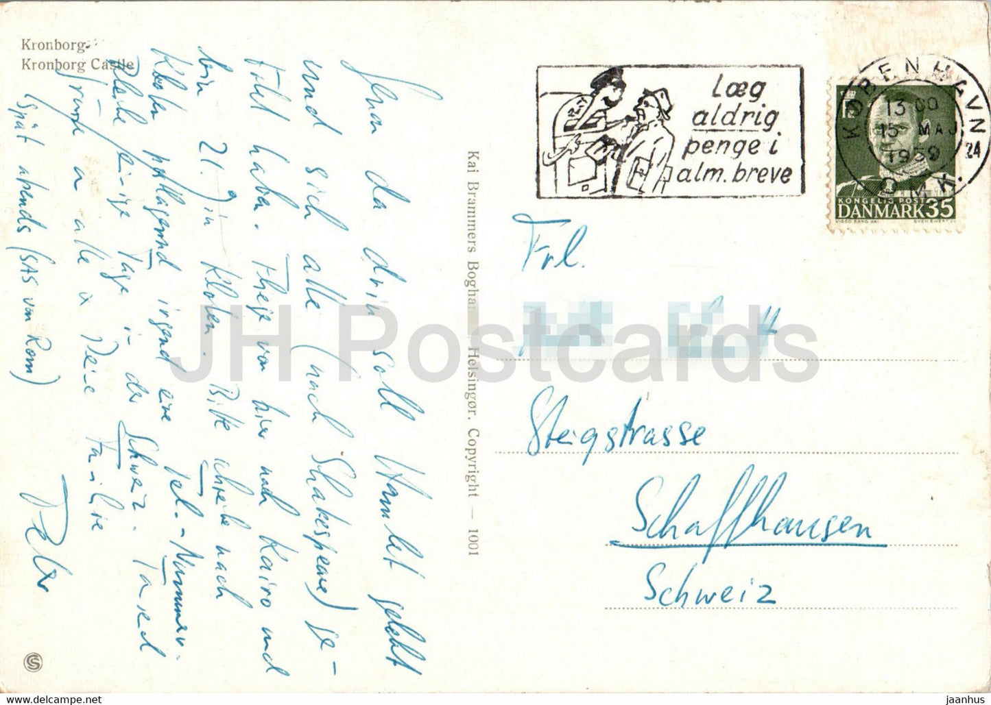Schloss Kronborg - alte Postkarte - 1001 - 1959 - Dänemark - gebraucht