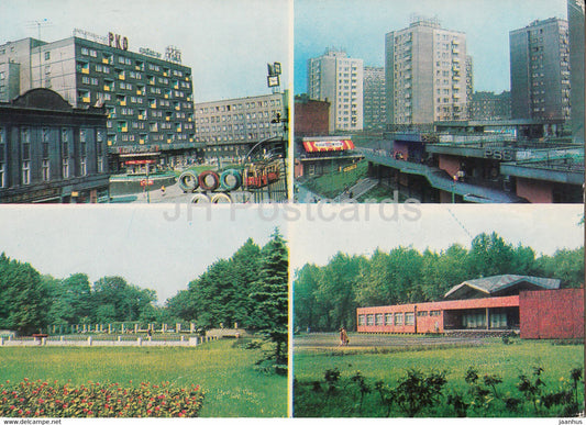 Zabrze - supermarket - residental area Barbara - House of the Scout - multiview - Poland - unused - JH Postcards