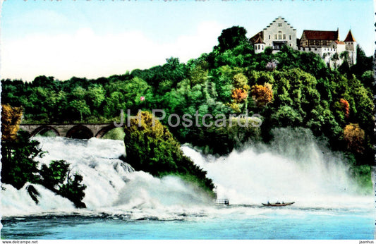 Rheinfall mit Schloss Laufen - castle - waterfall - old postcard - 1959 - Switzerland - used - JH Postcards