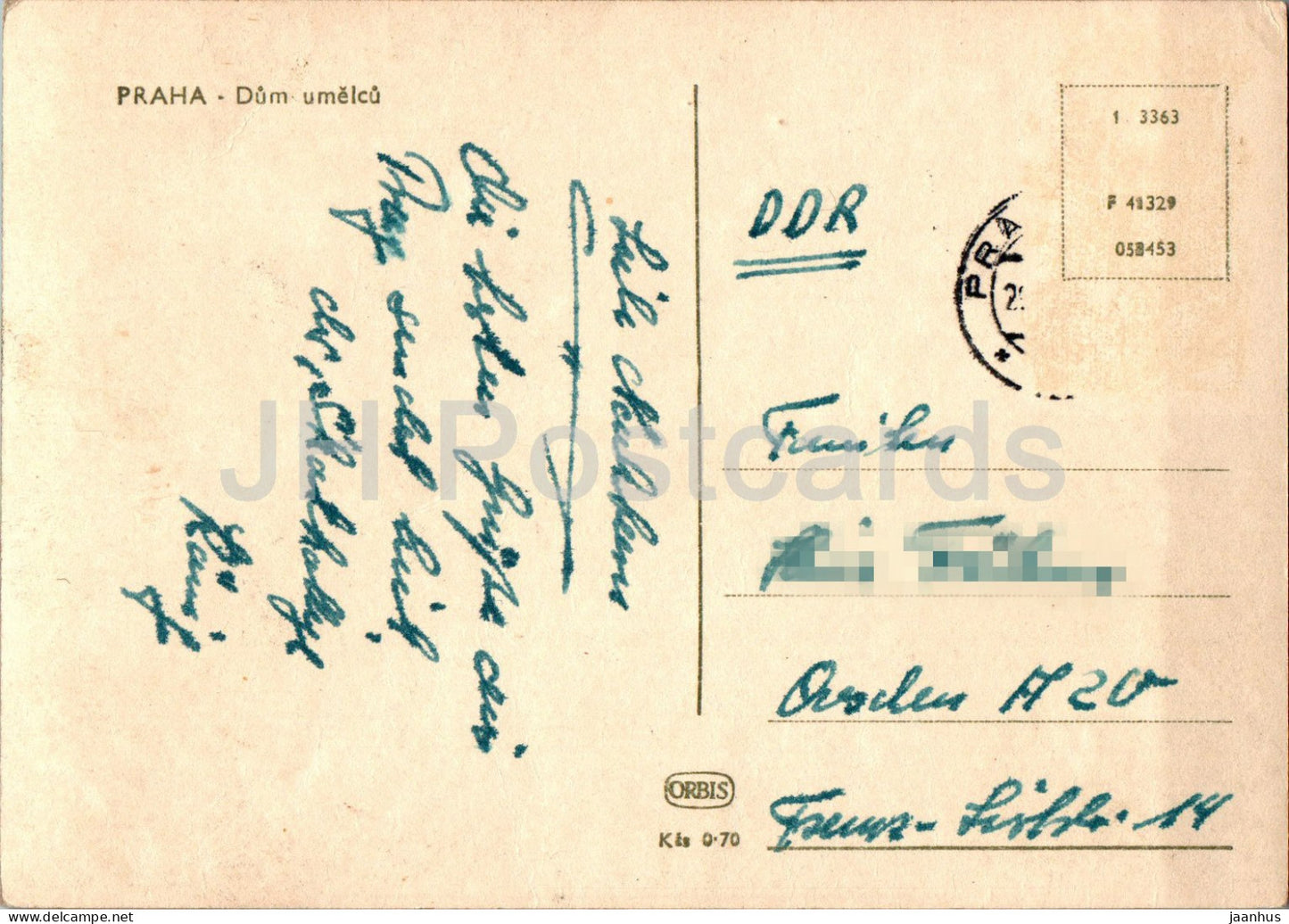 Praha - Prague - Dum umelcu - The House of the artists - old postcard - Czech Republic - Czechoslovakia - used