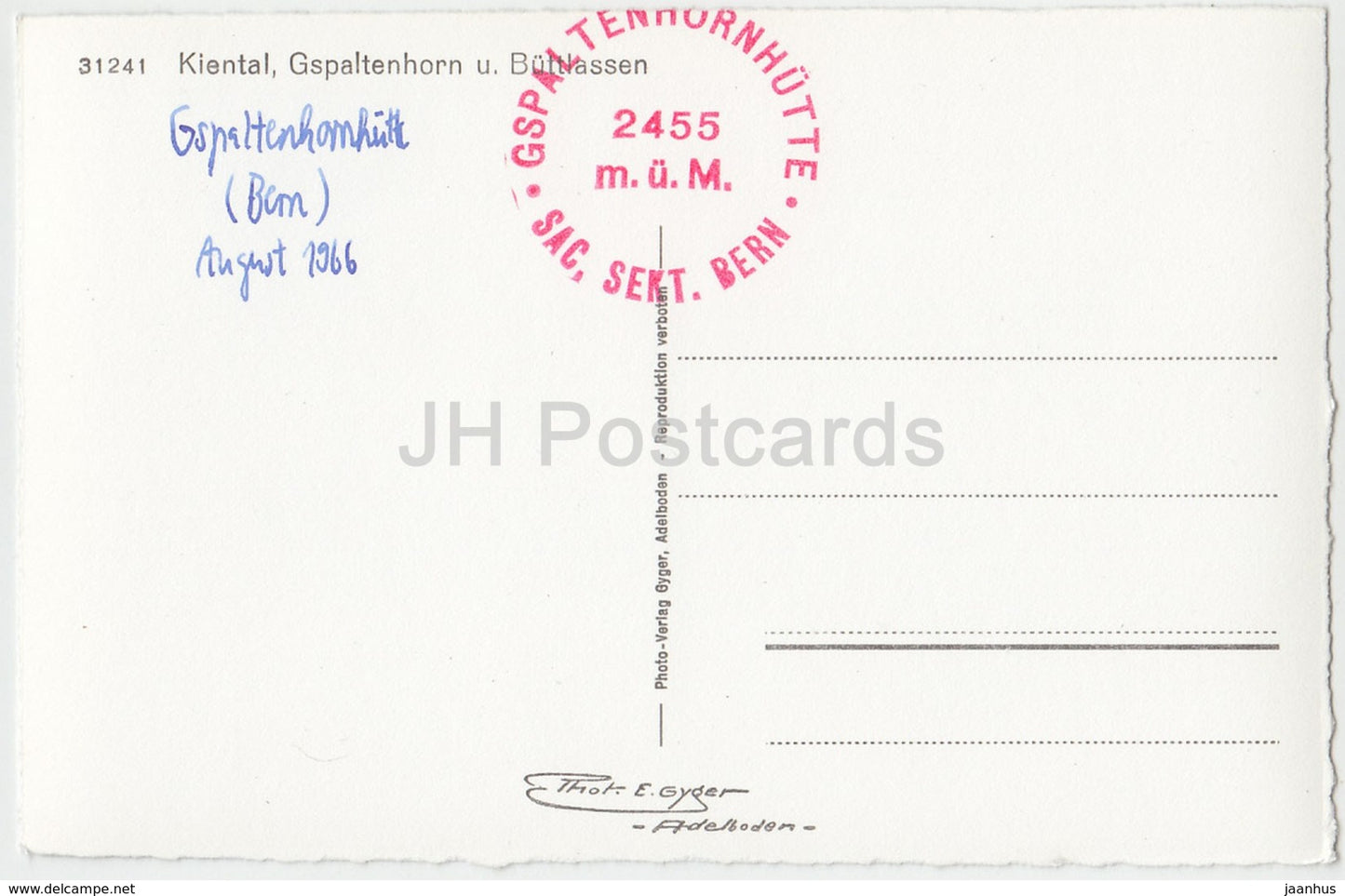 Kiental - Gspaltenhorn u. Buttlassen - 31241 - Switzerland - 1966 - used