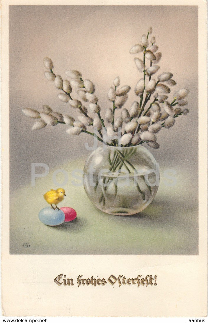 Easter Greeting Card - Ein Frohes Osterfest - chicken - eggs - Begro Elite 5129 - old postcard - 1939 - Germany - used - JH Postcards