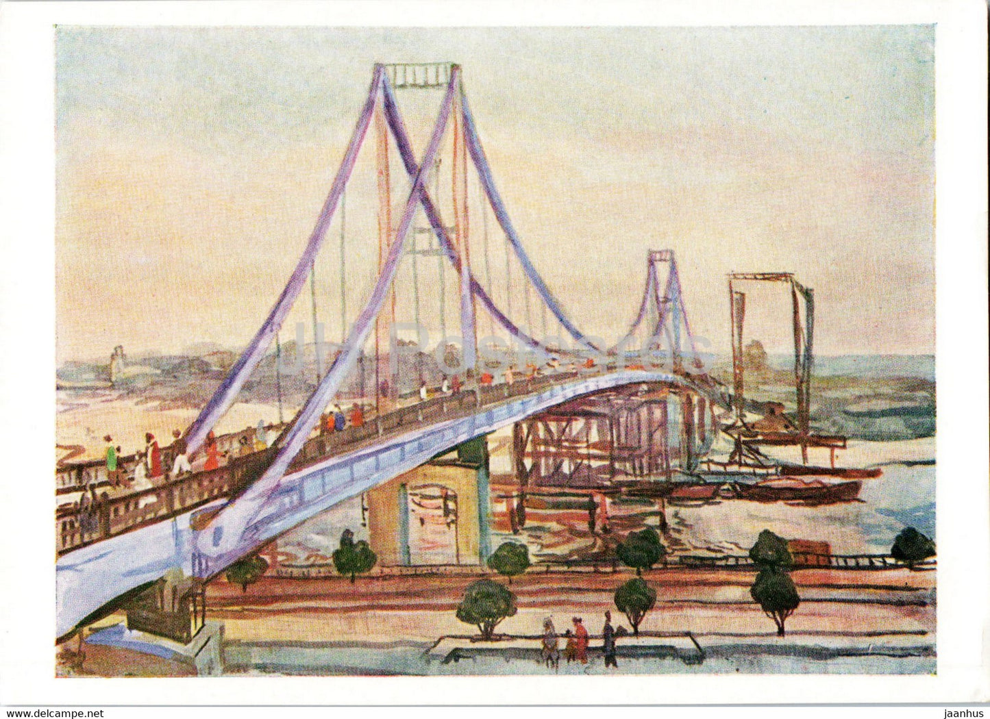 painting by M. Mironova - New Bridge . Kyiv - Russian Art - 1963 - Russia USSR - unused - JH Postcards