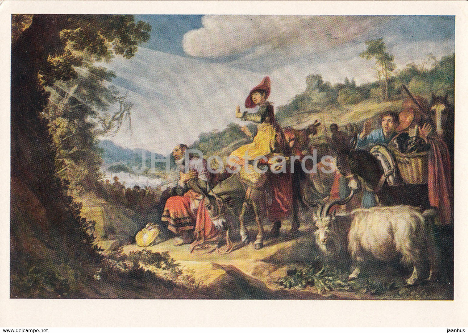 painting by Pieter Lastman - Abraham on his way to Canaan - goat - donkey - Dutch art - 1964 - Russia USSR - unused - JH Postcards