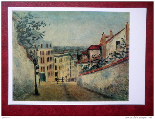 painting by Maurice Utrillo - La Rue de Mont-Cenis - french art - unused - JH Postcards