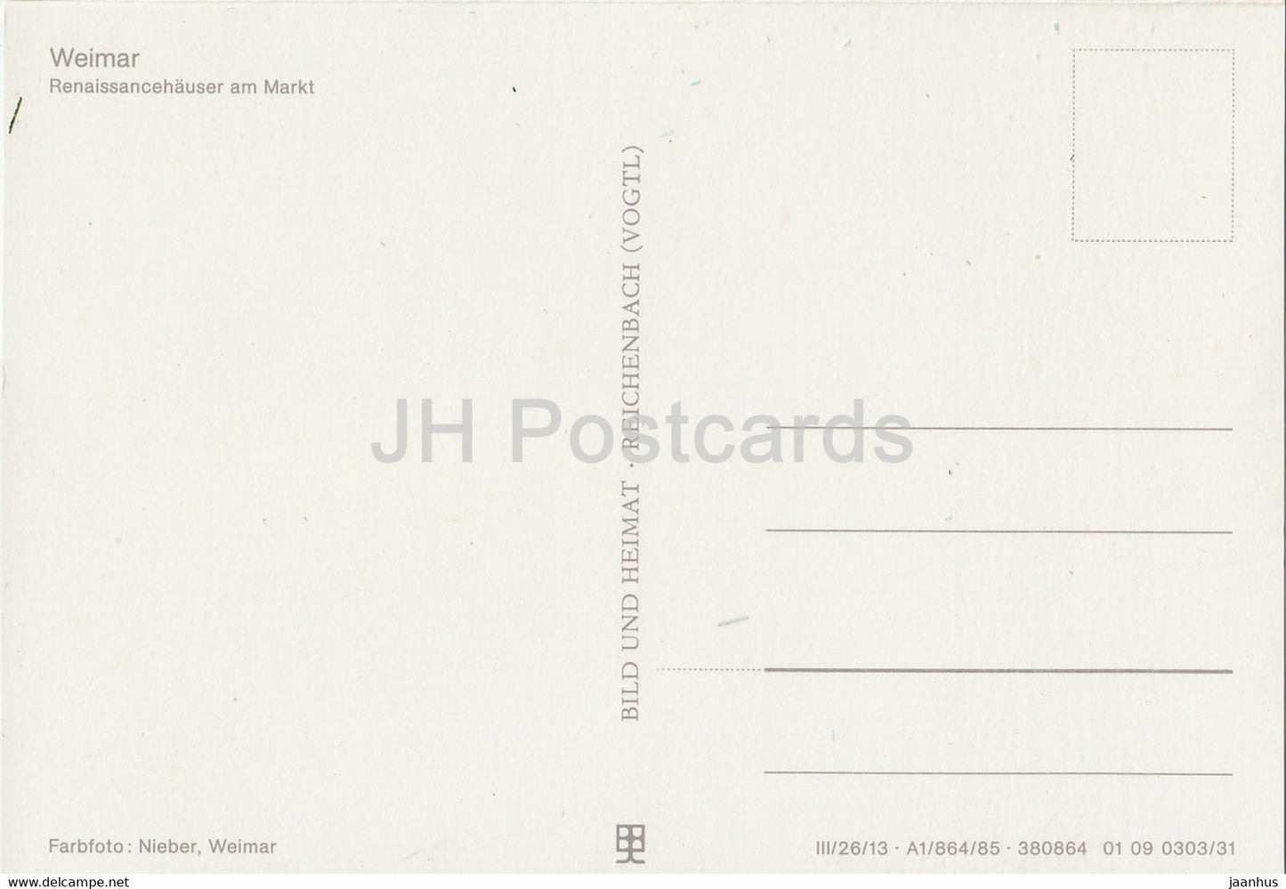 Weimar - Renaissancehauser am Markt - DDR Germany - unused