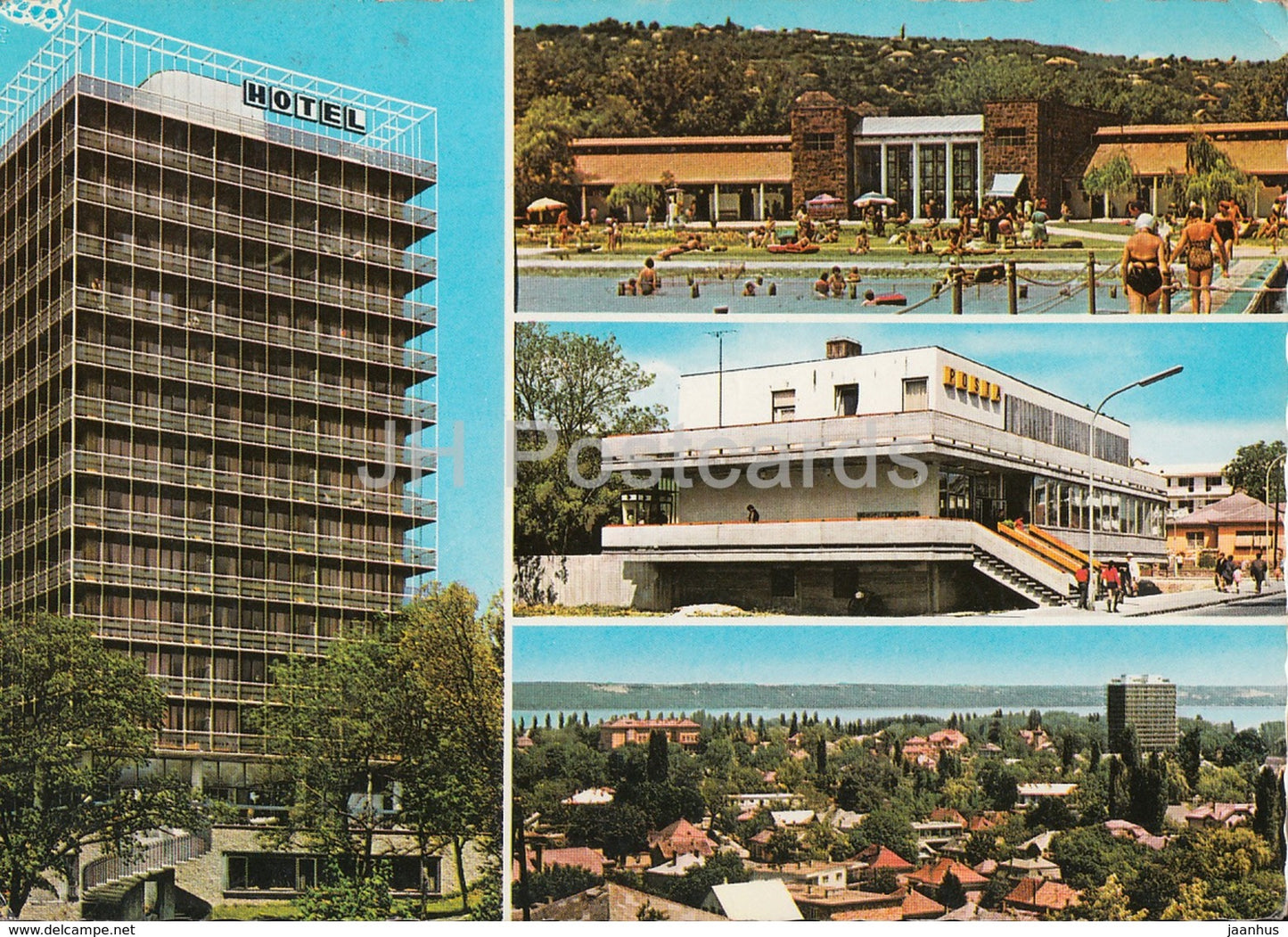 Balaton - Balatonalmadi - hotel - boat - beach - 1979 - Hungary - used - JH Postcards