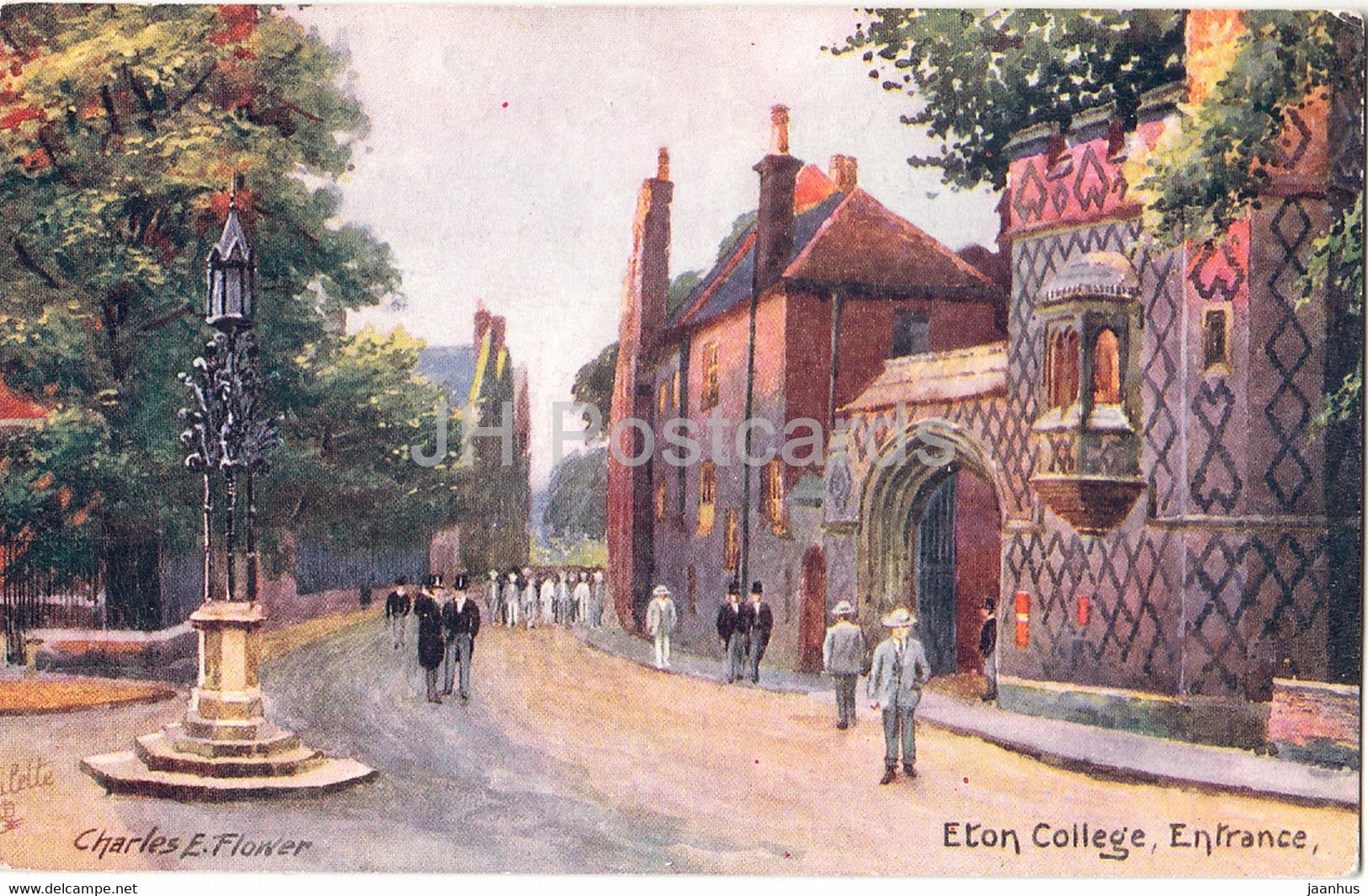 Eton College Entrance - Charles E Flower - old postcard - England - United Kingdom - unused - JH Postcards