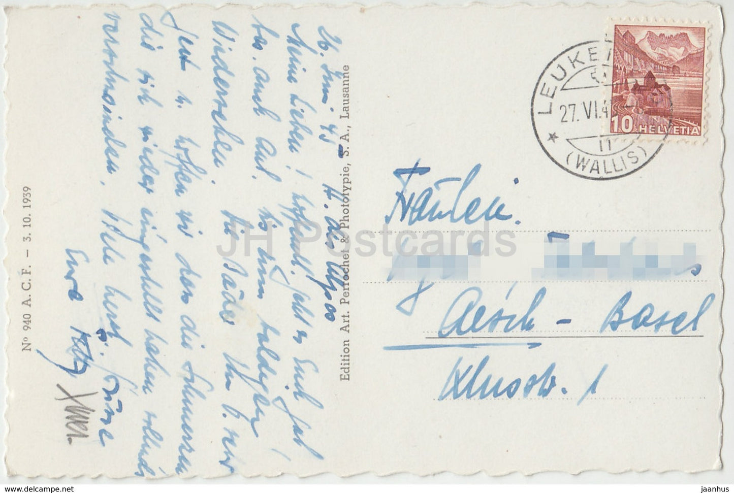 Vue sur Loueche-les-Bains - 6400 - Switzerland - 1945 - used