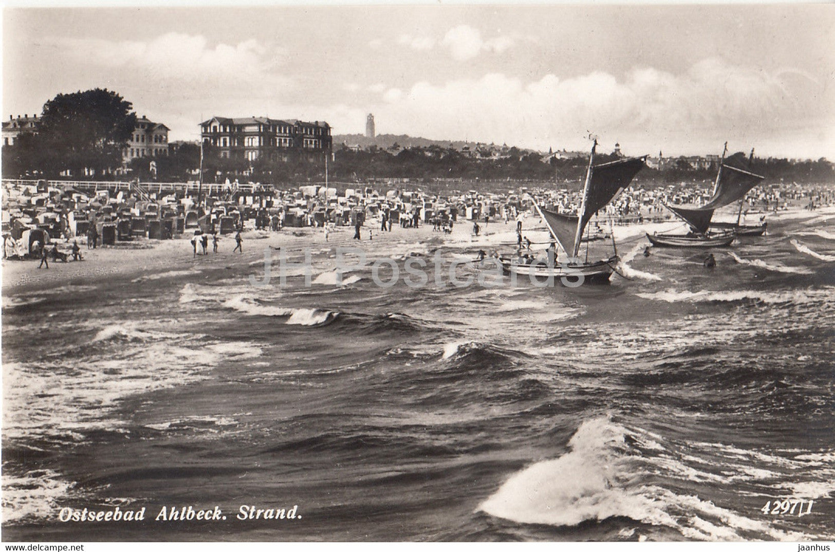 Ostseebad Ahlbeck - Strand - beach - boat - 4297 - Germany - unused - JH Postcards