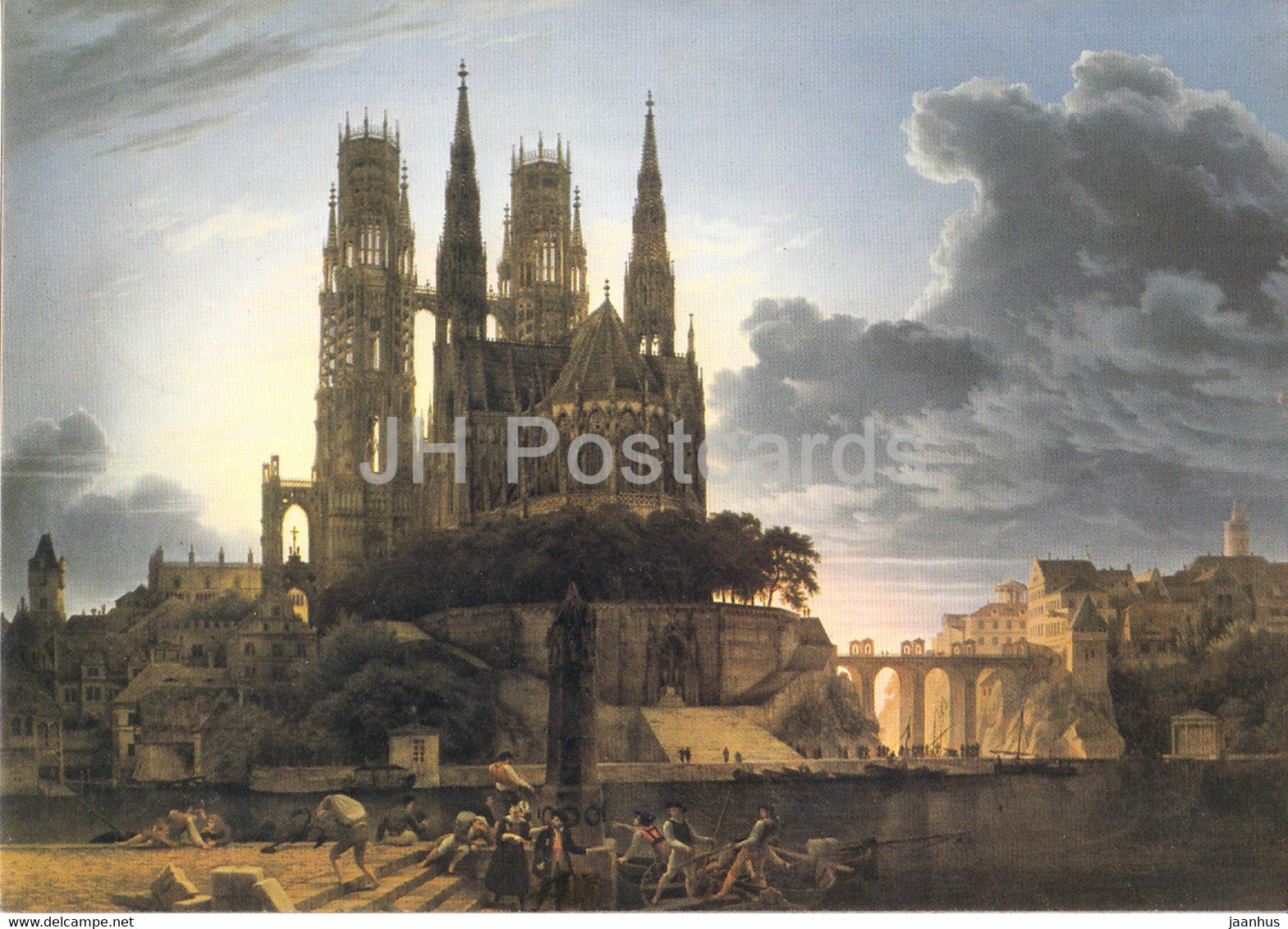 painting by Karl Friedrich Schinkel - Dom uber einer stadt - German art - Germany - unused - JH Postcards