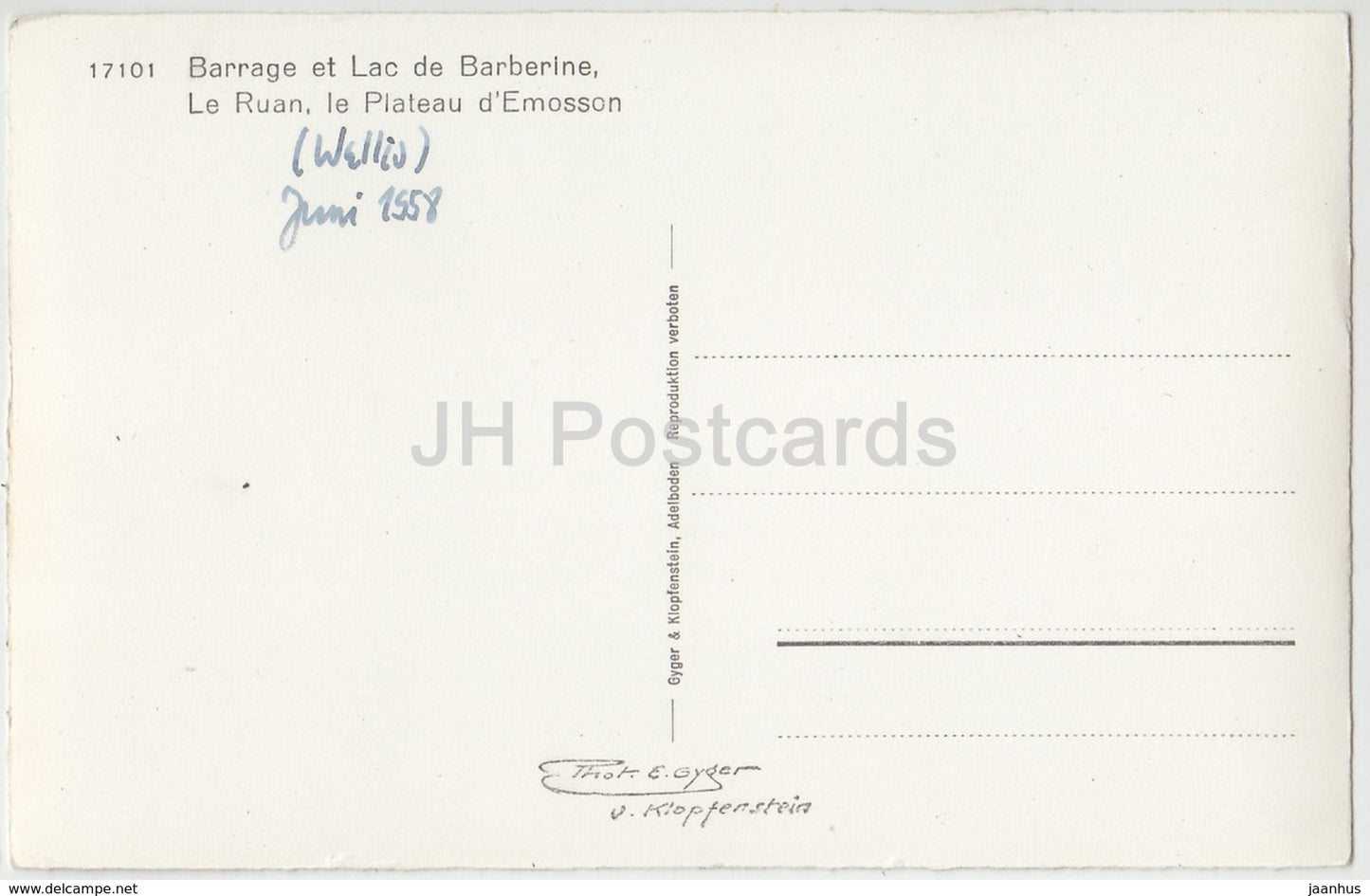 Barrage et Lac de Barberine - Le Ruan - le Plateau d'Emosson - 17101 - Switzerland - 1958 - used