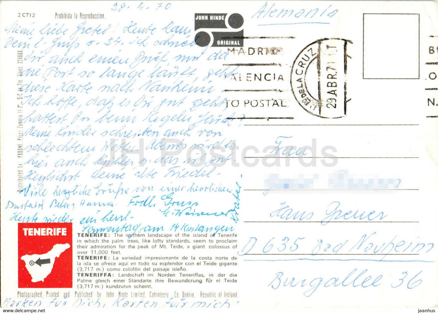 Tenerife - Îles Canaries - 1971 - Espagne - occasion