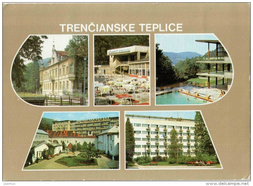 Trencianske Teplice - swimming pool - architecture - town views - Czechoslovakia - Slovakia - used 1978 - JH Postcards