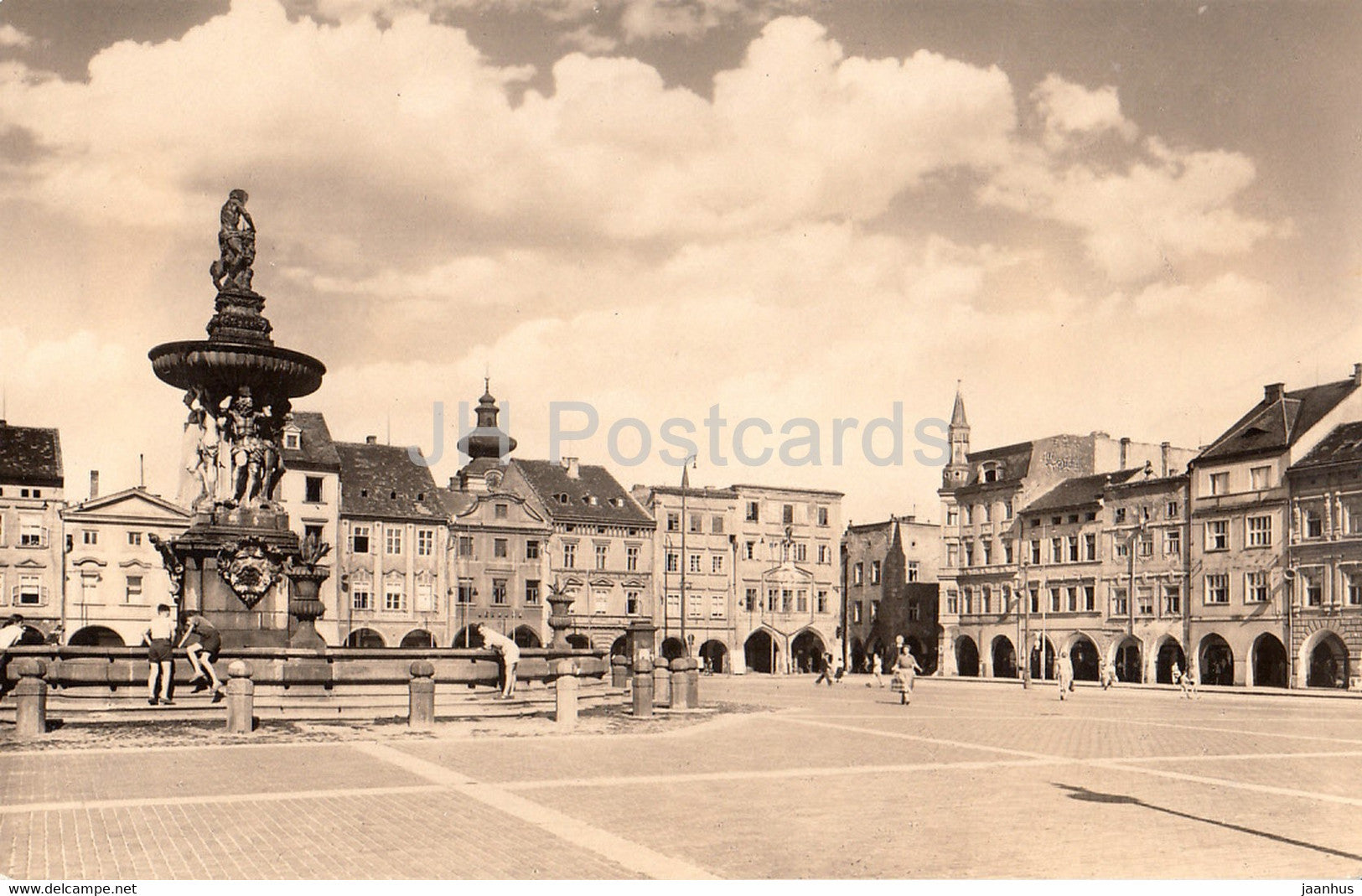 Ceske Budejovice - Zizkovo namesti - old postcard - Czechoslovakia - Czech Republic - used - JH Postcards