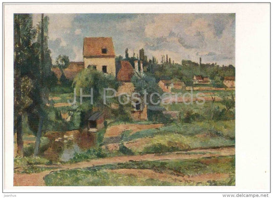 painting by Paul Cezanne - Mill on the Couleuvre at Pontoise , 1878 - french art - unused - JH Postcards