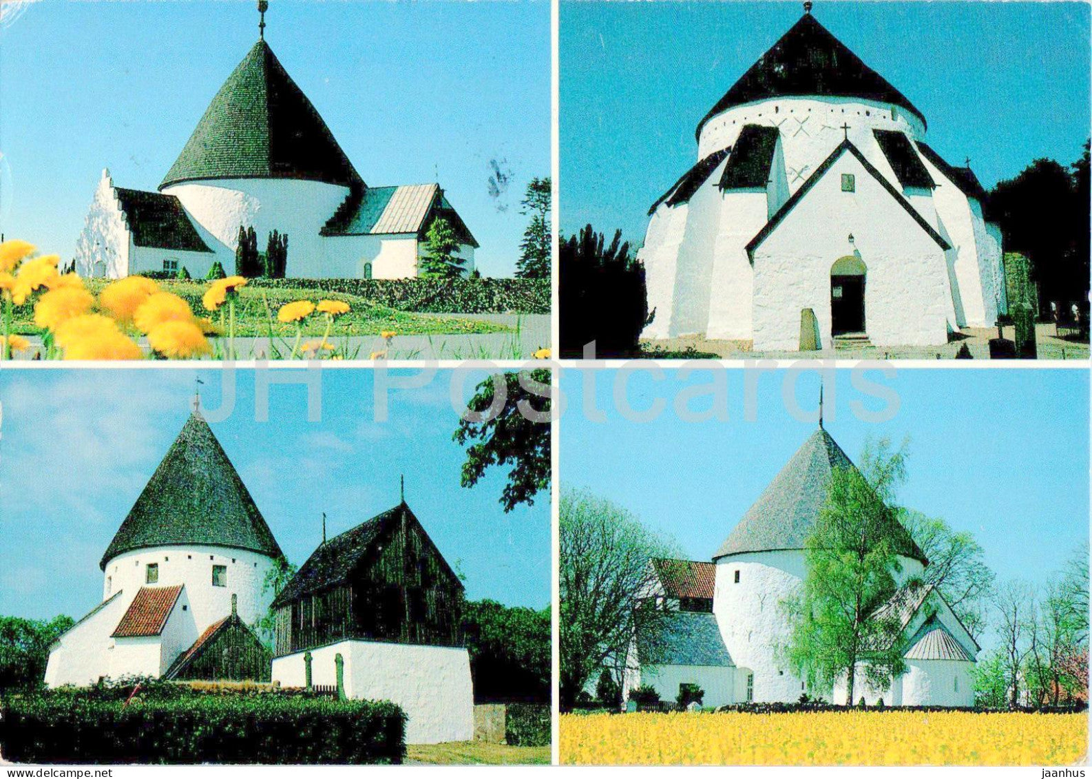 Bornholm - Ny Kirke - Osterlars Kirke - Ols Kirke - Nylars Kirke - church - multiview - 6192 - 1992 - Denmark - used - JH Postcards