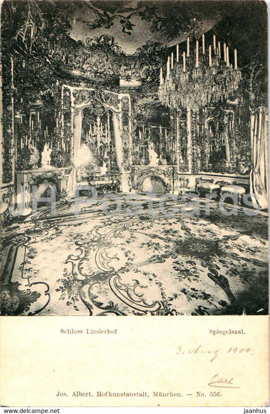 Schloss Linderhof - Spiegelsaal - castle - old postcard - 1900 - Germany - used - JH Postcards