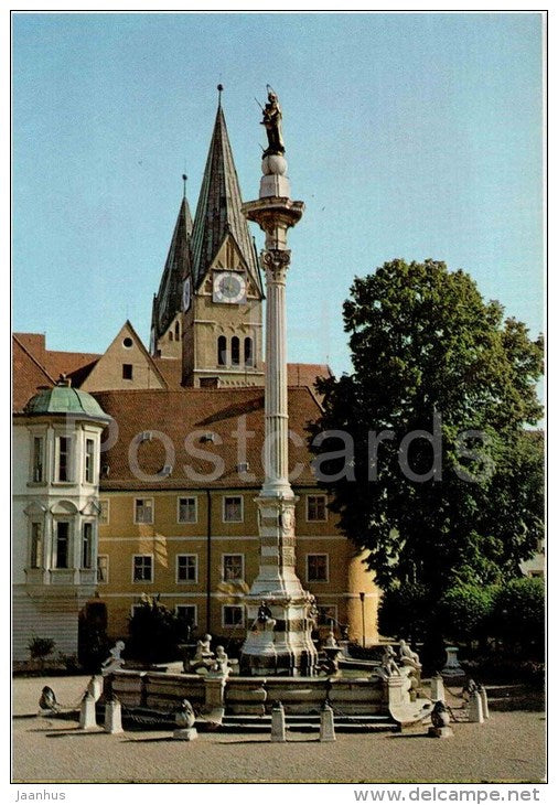 Eichstätt - Residenzplatz mit Mariensäule im Hintergrund der Dom - cathedral - 8078 - Germany - ungelaufen - JH Postcards