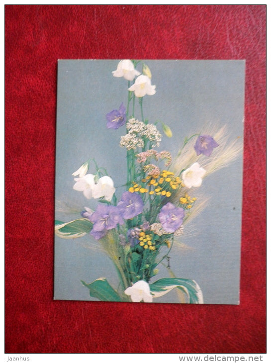 Mini Greeting Card - flowers composition - flowers - 1983 - Russia USSR - used - JH Postcards