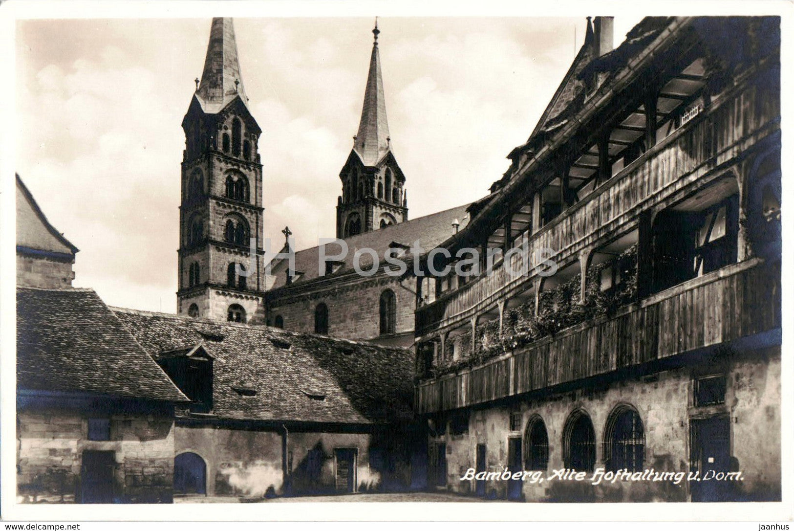 Bamberg - Alte Hofhaltung und Dom - cathedral - old postcard - Germany - unused - JH Postcards