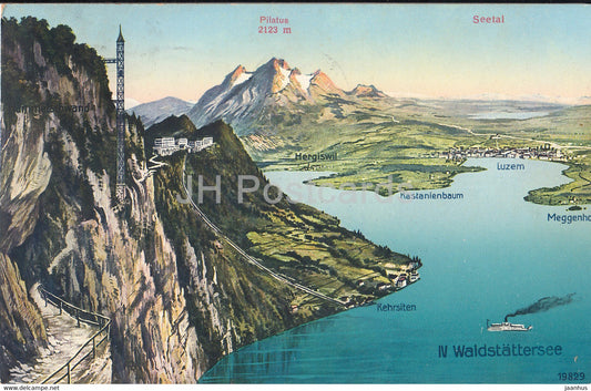 IV Waldstattersee - Pilatus - Seetal - 19829 - old postcard -1913 -  Switzerland - used - JH Postcards