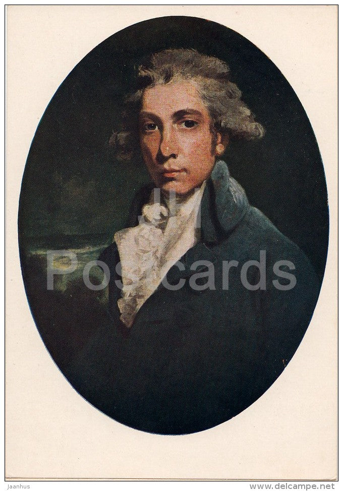 painting by J. Hoppner - Portrait of R. Sheridan - English art - 1956 - Russia USSR - unused - JH Postcards