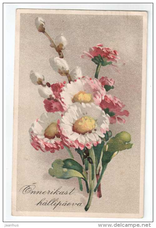 Greeting Card - flowers - WO 916 - old postcard - circulated in Estonia 1940 Tallinn - used - JH Postcards