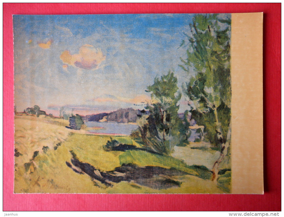painting by K. Miesnieks - Lake Valguma - latvian art - unused - JH Postcards