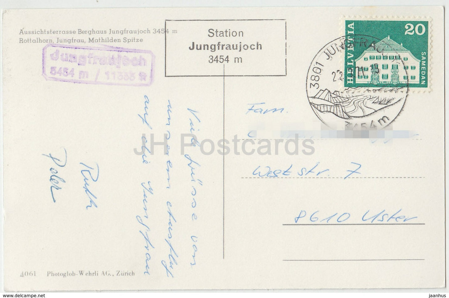 Aussichtsterrasse Berghaus Jungfraujoch 3454 m - 4061 - Switzerland - 1971 - used