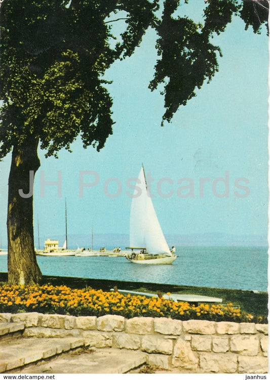 Greetings from the lake Balaton - sailing boat - 1972 - Hungary - used - JH Postcards