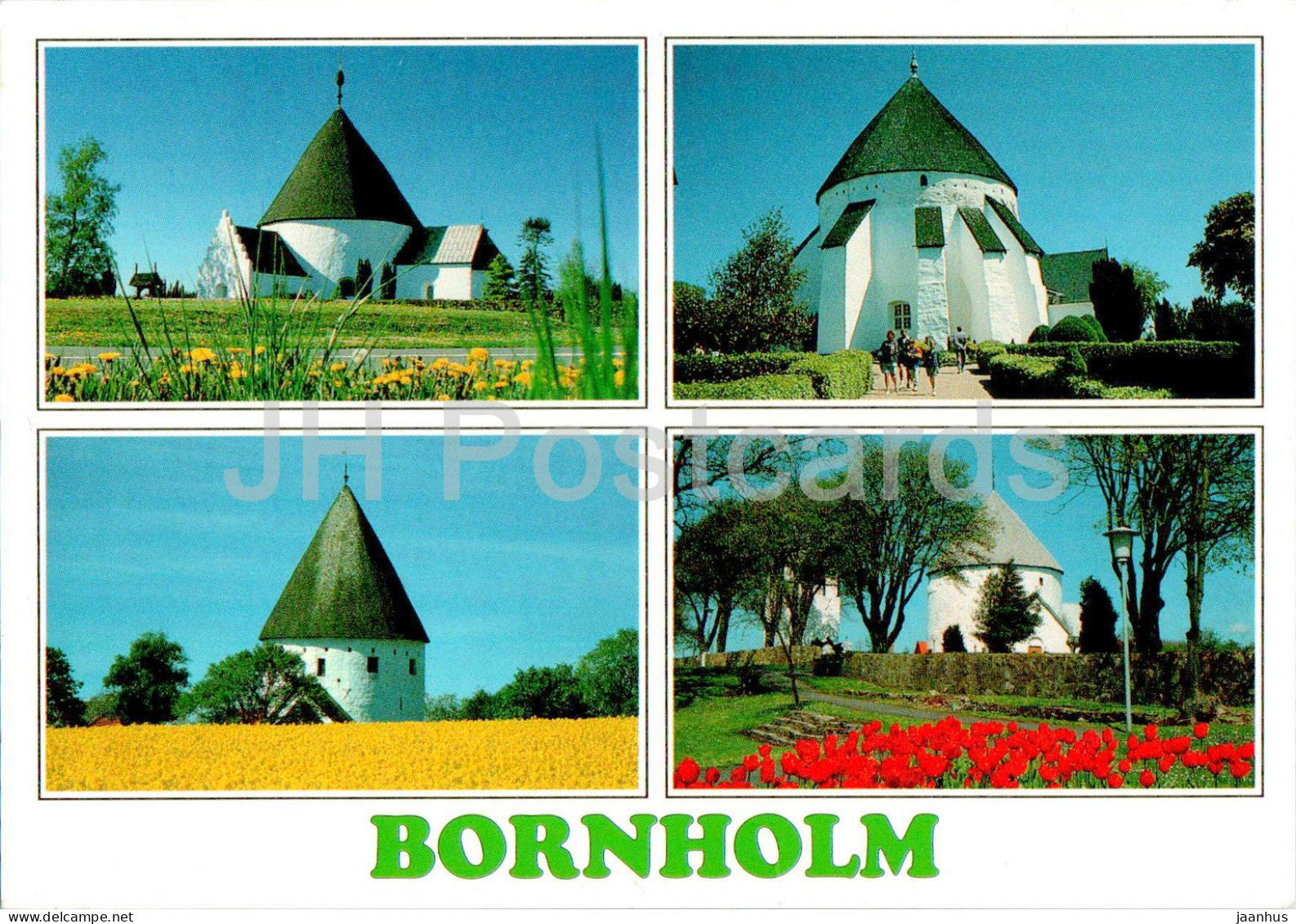 Bornholm - Ny Kirke - Osterlars Kirke - Ols Kirke - Nylars Kirke - church - multiview - 6258 - 1998 - Denmark - used - JH Postcards