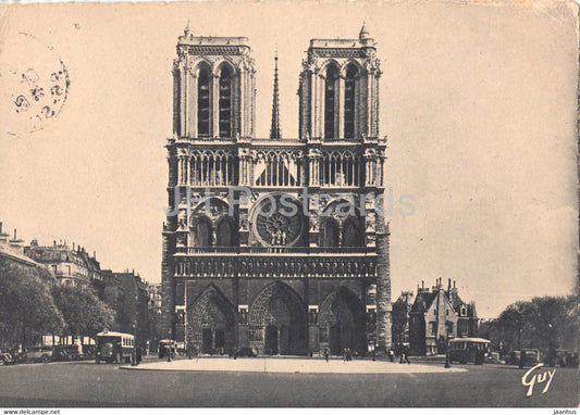 Paris - Notre Dame et le Parvis - old postcard - 1945 - France - used - JH Postcards